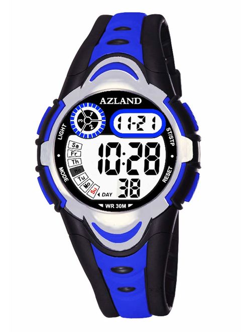 AZLAND Multiple Alarms Waterproof Kids Watches Boys Girls Digital Sports Teenagers Wristwatch