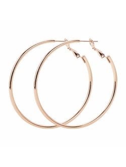 Rugewelry 925 Sterling Silver Hoop Earrings,18K Gold Plated Polished Round Hoop Earrings For Women,Girls' Gifts