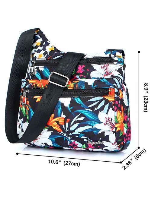 STUOYE Nylon Multi-Pocket Crossbody Purse Bags for Women Travel Shoulder Bag