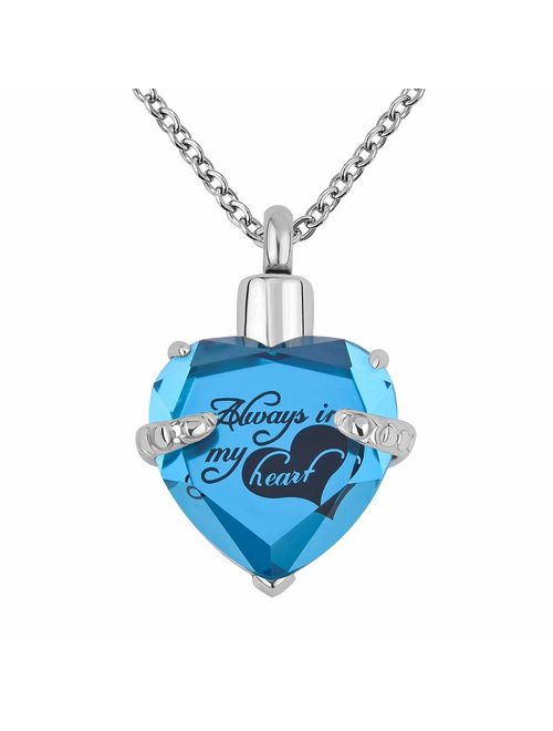 Lantern Low 12 Colors Heart Crystal Cremation URN Necklace for Ashes Jewelry Memorial Keepsake Pendant