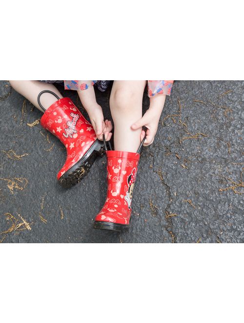 Disney Girls Minnie Mouse Character Printed Waterproof Easy-On Rubber Rain Boots