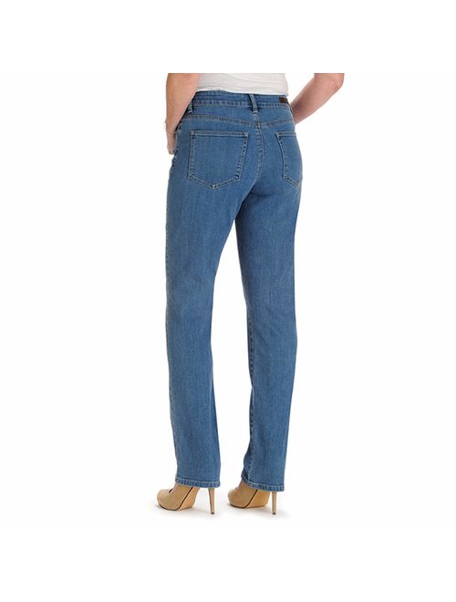LEE Women's Tall Instantly Slims Classic Relaxed Fit Monroe Straight Leg Jean, Pearl, 12/Tall