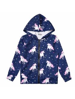 Girls Zip Up Hoodie Jacket Unicorn Sweatshirt with Pockets
