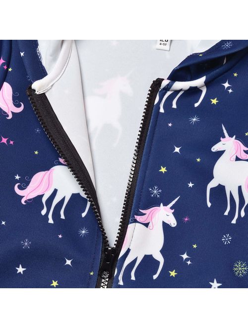 Jxstar Girls Zip Up Hoodie Jacket Unicorn Sweatshirt with Pockets