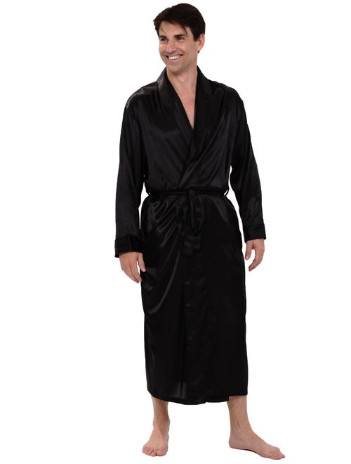 Alexander Del Rossa Men's Lightweight Satin Long Kimono Robe