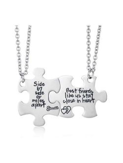 Udobuy2 Pcs Best Friends Side by Side Or Miles Apart Best Friend Necklaces Set Heart for Teen Girls BFF Friendship Necklaces (Pizza Friend Necklace)