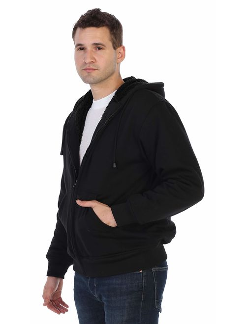 Gioberti Men Heavyweight Sherpa Lined Fleece Hoodie Jacket