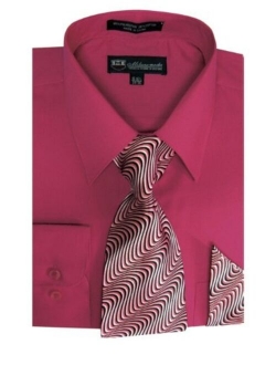 Milano Moda Men's Long Sleeve Dress Shirt With Matching Tie And Handkerchief SG21A
