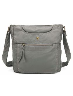 Crossbody Shoulder Bag for Women, Ultra Soft Washed Vegan Leather, H1812