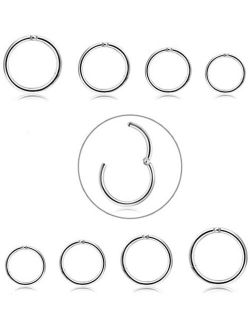 FIBO STEEL 2-8 Pcs 6-12mm Stainless Steel 16g 18g Cartilage Hoop Earrings for Men Women Nose Ring Helix Septum Couch Daith Lip Tragus Piercing Jewelry Set
