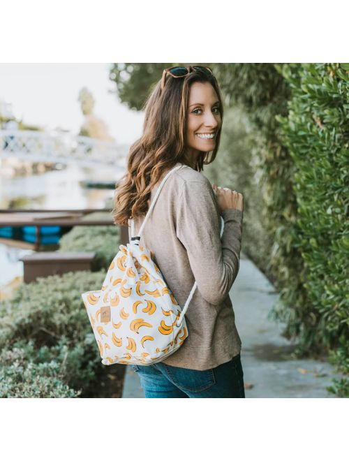Lemur Bags Canvas Backpack Purse - Cute Eco-Friendly Drawstring Shoulder Bucket Day Bag