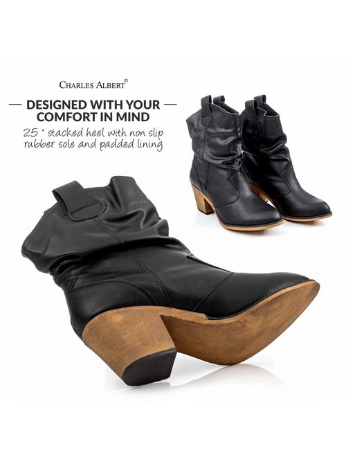 Charles Albert Women's Modern Western Cowboy Distressed Boot 