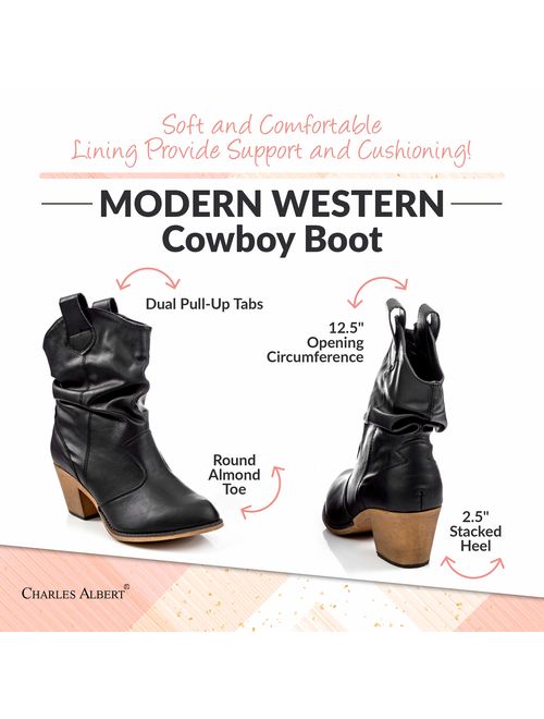 Charles Albert Women's Modern Western Cowboy Distressed Boot 