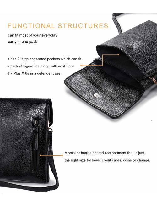 Small Crossbody Bag PU Leather Wallet Purse Women Cellphone Pouch w/Shoulder Strap + Katloo Nail Clipper