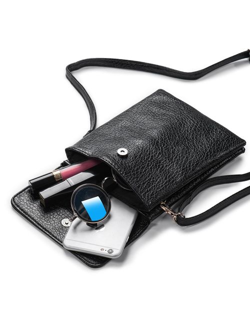Small Crossbody Bag PU Leather Wallet Purse Women Cellphone Pouch w/Shoulder Strap + Katloo Nail Clipper