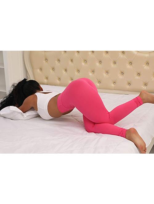 QYQ High Waist Tummy Control Leggings -10+Colors -Soft Slim Pants for Women w Hidden Inner Pocket, Reg&Plus Size