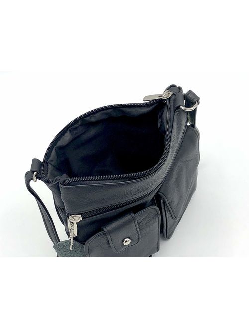 Goson Leather Crossbody Mini Purse Organizer Travel Bag - Hand Crafted Cowhide Leather Purse