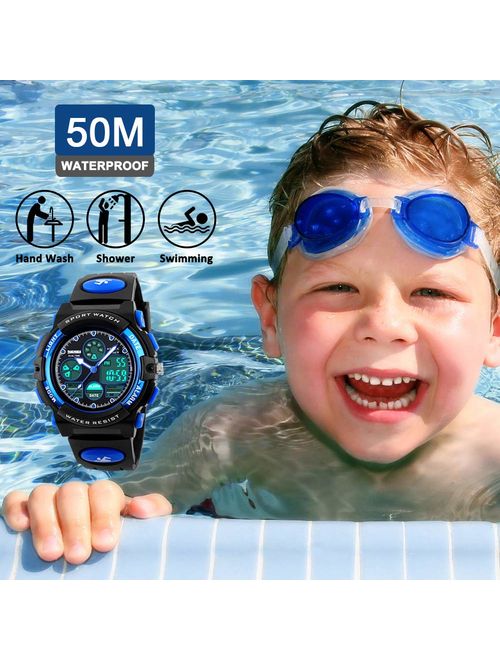 Kids LED Digital Watch Waterproof Luminescent Alarm Outdoor Sport Silicone Wrist Watch for Boys Girls