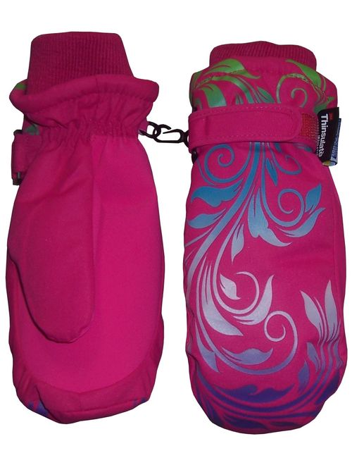 N'Ice Caps Girls Ombre Shaded Scroll Print Thinsulate Waterproof Snow Mitten