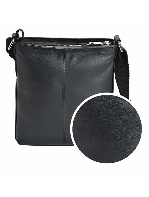 ESTALON Crossbody Bags for Women - Real Leather Small Vintage Adjustable Shoulder Bag
