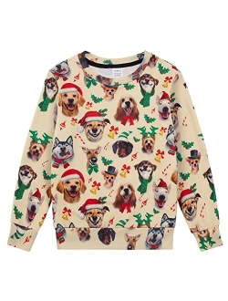 Funnycokid Kids Ugly Christmas Fleece Sweatshirt Boys Girls 3D Print Xmas Pullover Jumper 4-16Y