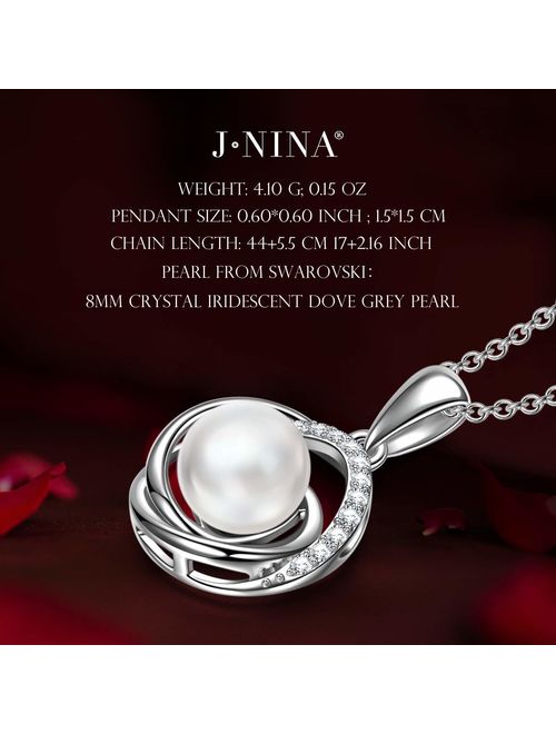 J.NINA Rose Pearl Christmas Day Necklace Gifts White Plated Pearl Round Pendent Necklace 2019 Summer Collection Hypoallergenic Best Gift for Her