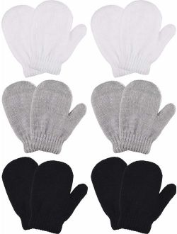 6 Pairs Winter Warm Knitted Mittens Gloves Stretch Mittens for Christmas Party Kids Toddler Supplies
