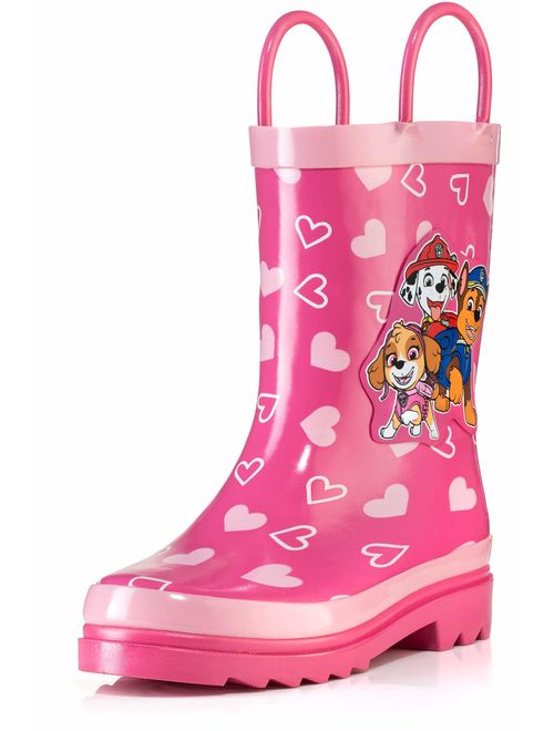 Nickelodeon Kids Girls' Paw Patrol Character Printed Waterproof Easy-On Rubber Rain Boots (Toddler/Little Kids)