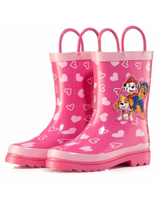 Nickelodeon Kids Girls' Paw Patrol Character Printed Waterproof Easy-On Rubber Rain Boots (Toddler/Little Kids)