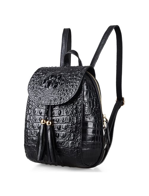PIJUSHI Leather Backpack For Women Crocodile Bags Fashion Casual Backpack Purses