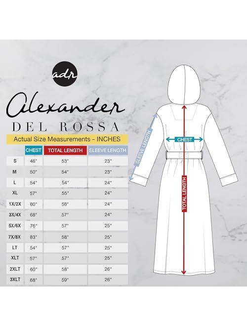 Alexander Del Rossa Men's Plush Fleece Robe with Hood, Warm Big and Tall Bathrobe