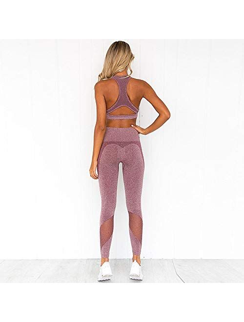 Hotexy Women's Workout Sets 2 Pieces Suits High Waisted Yoga Leggings with Stretch Sports Bra Gym Clothes