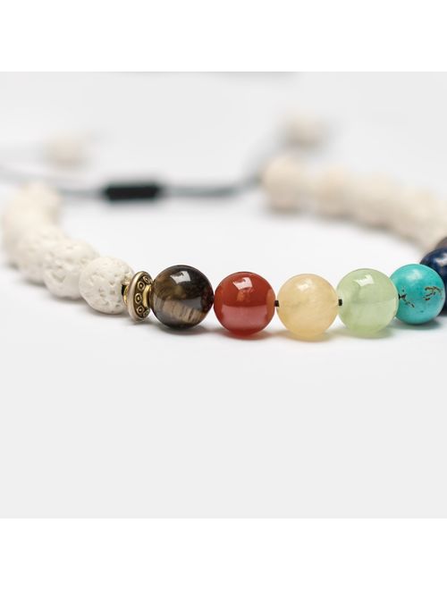 Chakra Bracelets-Natural Semi Precious Gemstones-Also Suitable as Best Friend Couples Distance Bracelets for 2-Essential Oil Diffuser Lava Bracelets-Rock Stone Beads-Heal