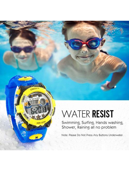 Kids Electronic Watch for Boys and Girls,LED Display Outdoor Sports Waterproof and Multi-Function,Best Holiday and Birthday Gifts.