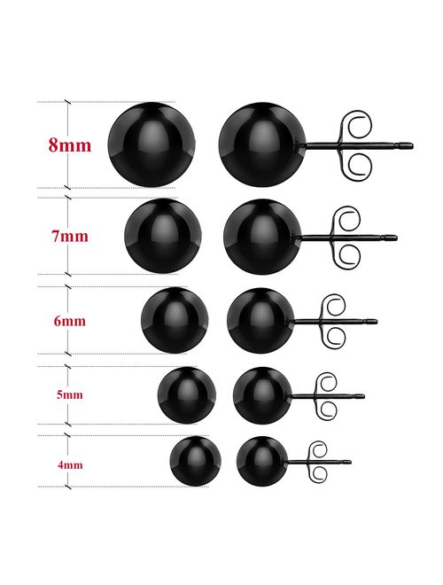 UHIBROS 316L Surgical Stainless Steel Round Ball Studs Earrings 