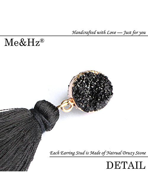 Me&Hz Bohemian Big Dangle Drop Statement Colorful 3 Tier Layer Tassel Earrings