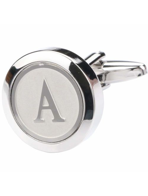 Dannyshi Mens Classic Stainless Steel Initial Cufflinks 26 Alphabet Initial Letter Cufflinks Business Wedding Shirts A-Z