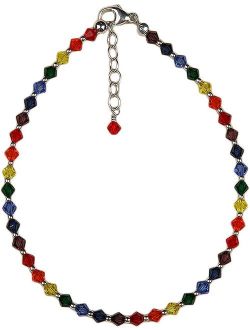 Anklet - Chakra Colors, Crystal Beads with Chain Extension