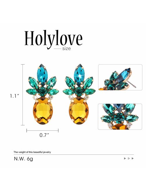 Holylove Pineapple Earrings for Women Jewelry Hawaiian Vacation Beach Party Daily with Gift Box
