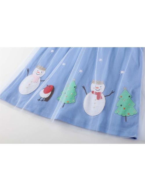 HILEELANG Toddler Girls Casual Dress Cotton Long Sleeve Warm Christmas Basic Party Shirt Tunic Dress