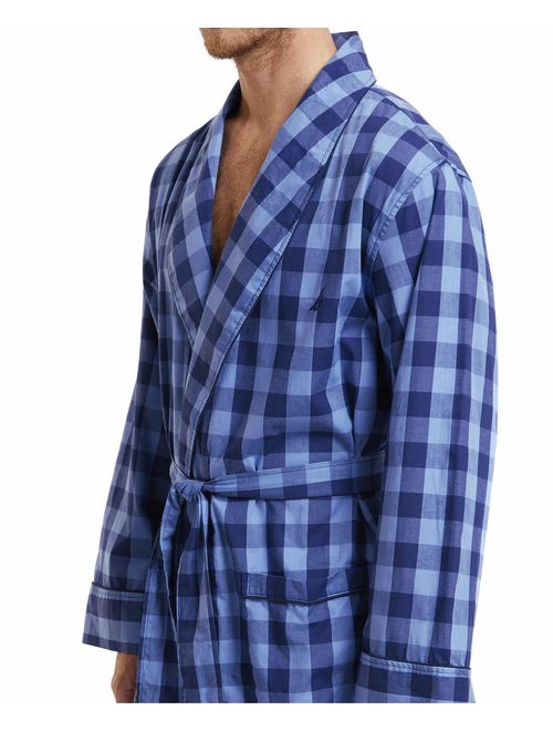 Nautica Men's Long Sleeve Lightweight 100% Cotton Shawl Collar Woven Robe