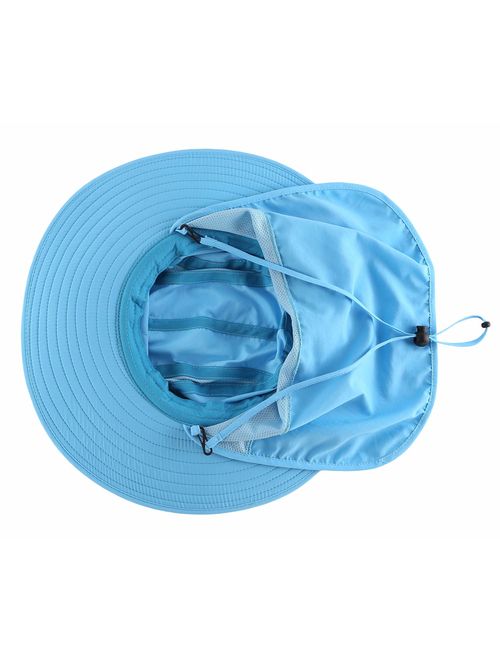Home Prefer Mens UPF 50+ Sun Protection Cap Wide Brim Fishing Hat with Neck Flap