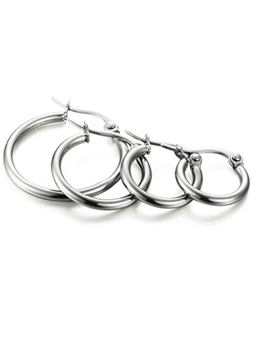 ORAZIO 4 Pairs Stainless Steel Hoop Earrings Set Cute Huggie Earrings for Women,10MM-20MM