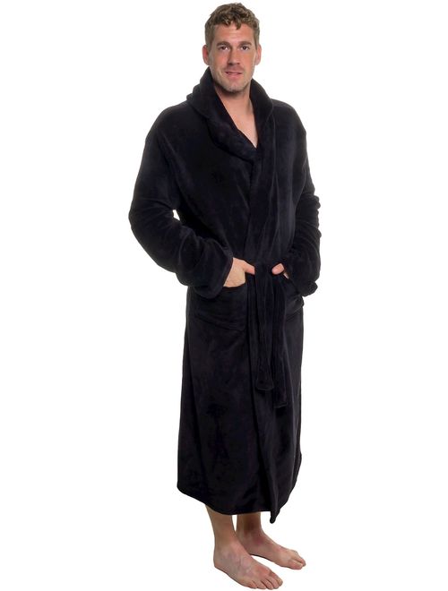 Ross Michaels Men's Hooded Robe Plush Shawl Kimono Bathrobe for Men