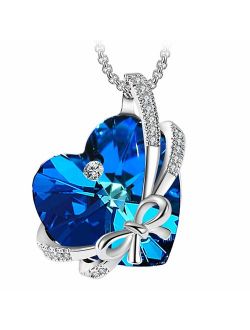 ZIOZIA Necklace Women Made with Swarovski Crystal Chain Love Heart Pendant Kids Jewelry for Girls Gifts for Girlfirend and Mom
