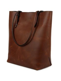 YALUXE Tote Women's Crazy Horse Leather Vintage Style Work Shoulder Bag (UPGRADED 2.0)
