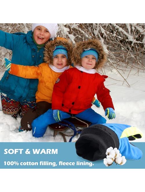 YAPJEB Kids Ski Mitten Waterproof Winter Gloves Mittens for Snowboarding Skating