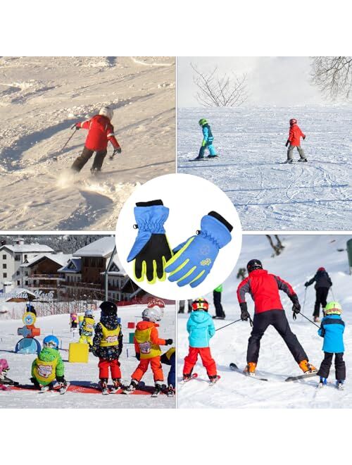 YAPJEB Kids Ski Mitten Waterproof Winter Gloves Mittens for Snowboarding Skating