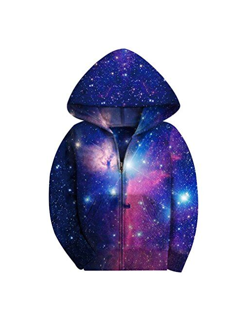 SAYM Big Girls' Youth Galaxy Teen Fleece Zip Jackets Pullover Hoodies Coats