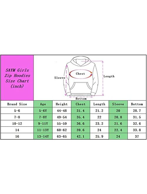 SAYM Big Girls' Youth Galaxy Teen Fleece Zip Jackets Pullover Hoodies Coats